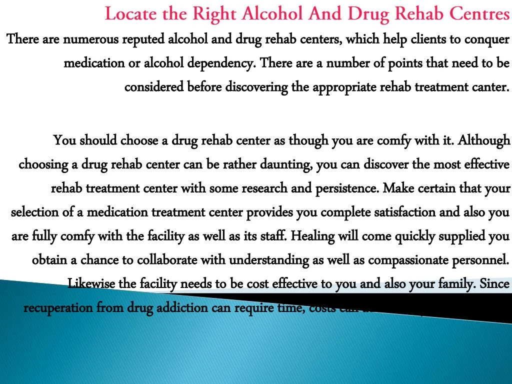 locate the right alcohol and drug rehab centres