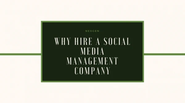 Why Hire A Social Media Management Company