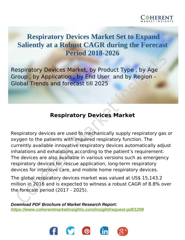 Respiratory Devices Market Set to Expand Saliently at a Robust CAGR during the Forecast Period 2018-2026