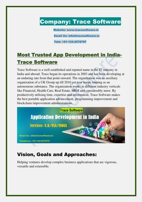 Most Trusted App Development in India- Trace Software