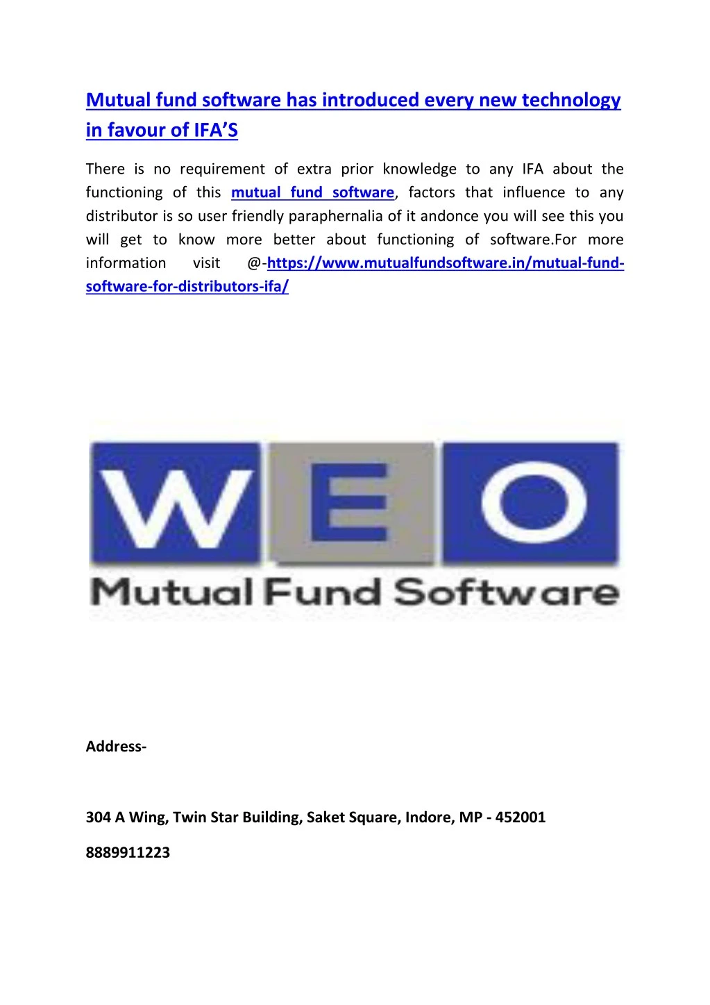 mutual fund software has introduced every