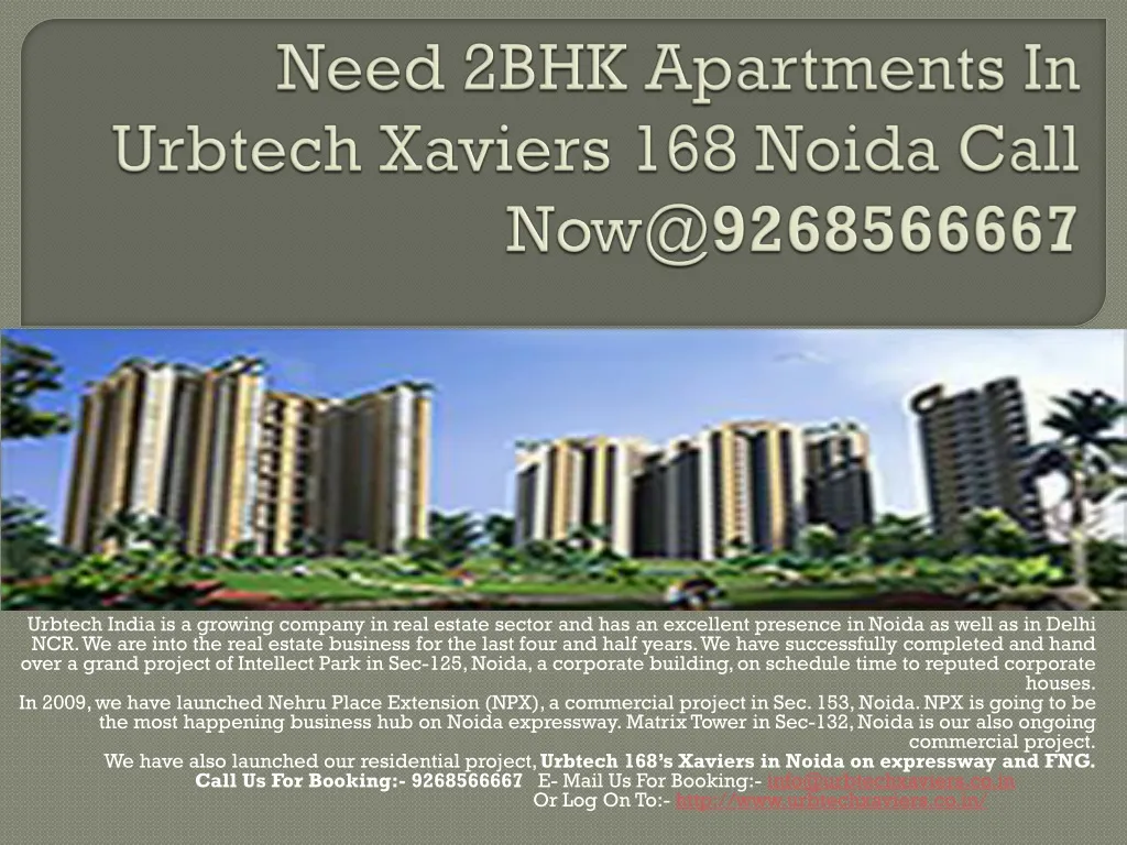 need 2bhk apartments in urbtech xaviers 168 noida call now@ 9268566667
