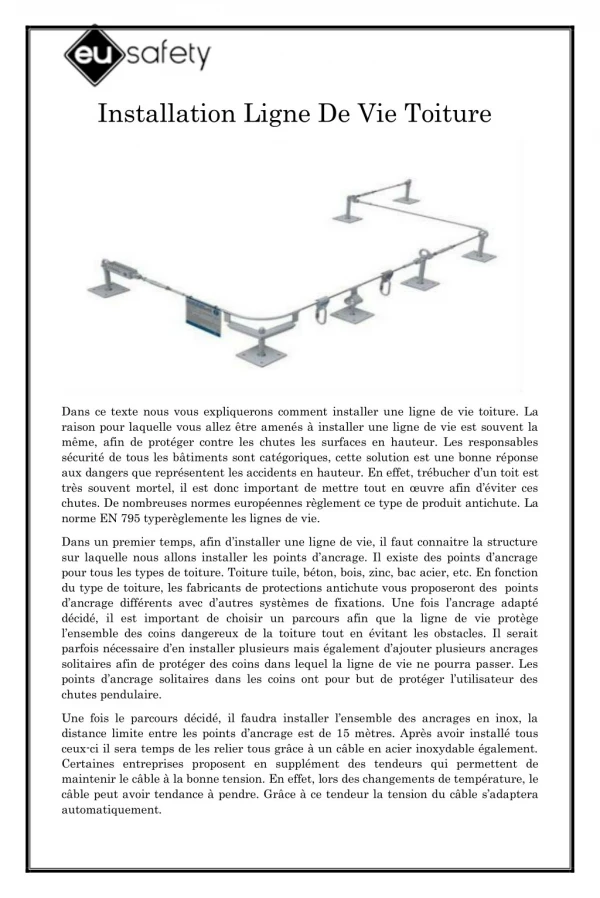 installation ligne de vie toiture