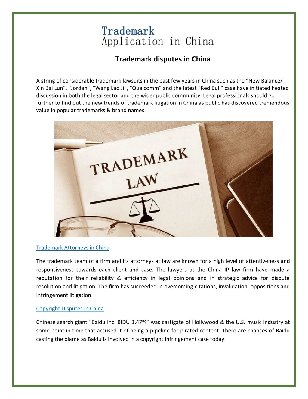 trademark disputes in china