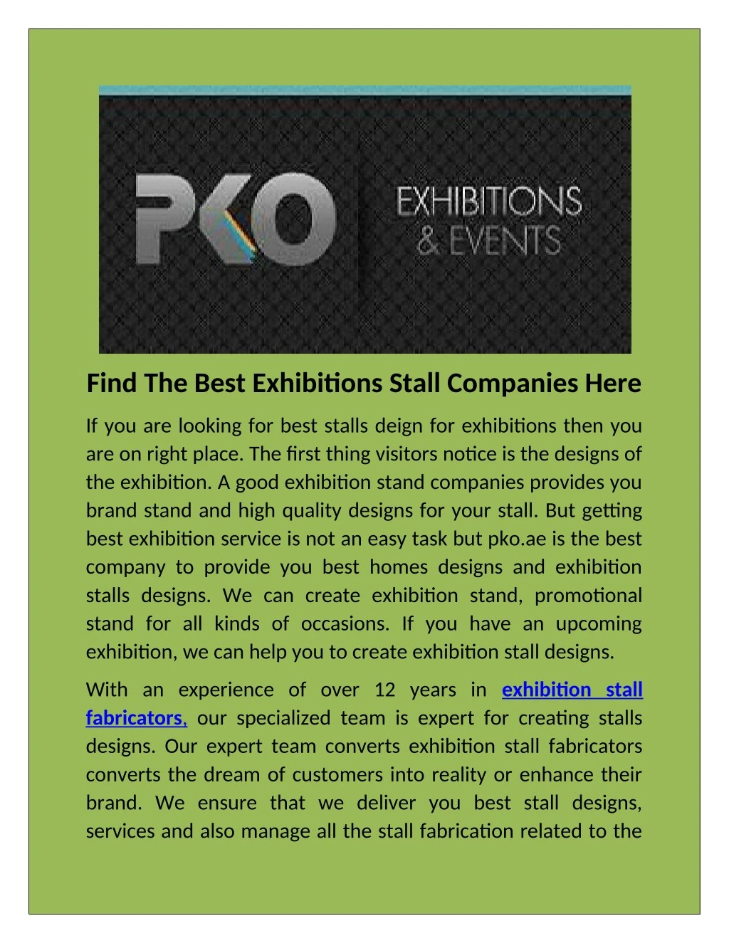 find the best exhibitions stall companies here