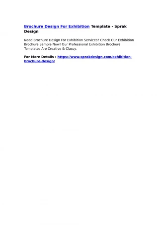 Brochure Design For Exhibition Template - Sprak Design - slide 1