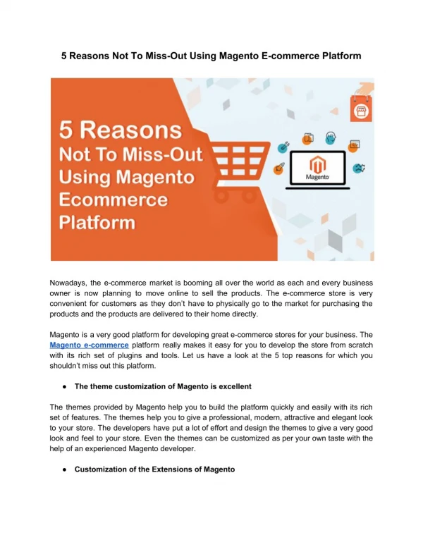 5 reasons not to miss out using magento