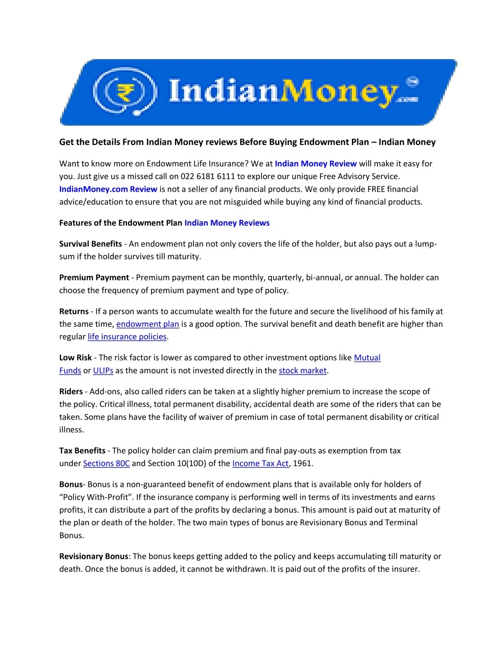 get the details from indian money reviews before