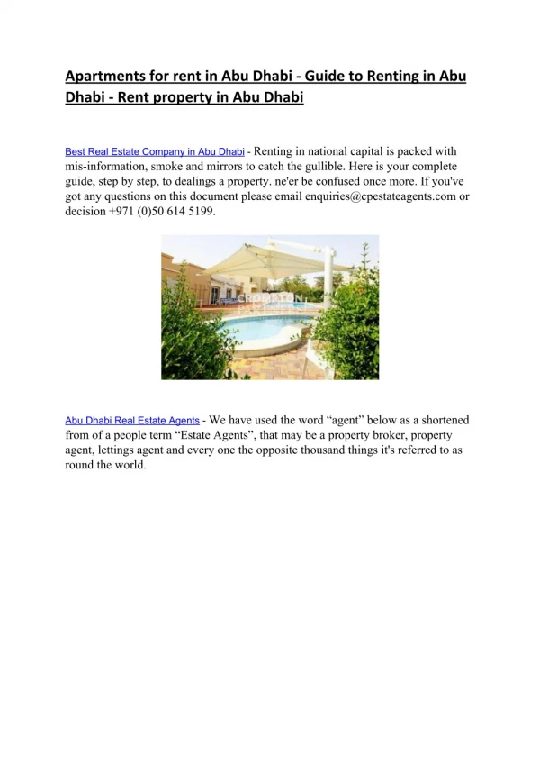 Rent Apartments in Abu Dhabi - Best Real Estate companies in Abu Dhabi - Crompton Partners Abu Dhabi