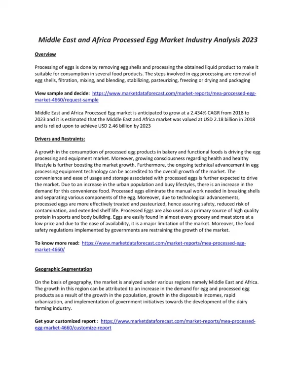middle east and africa processed egg market
