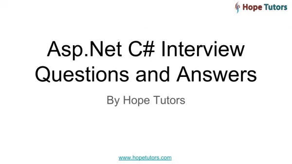 Asp.Net C# Interview Question and Answers