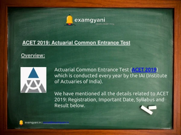ACET 2019: Registration, Eligibility Criteria, Pattern, Exam Dates, Result