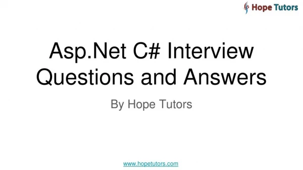 Asp.Net C# Interview Question and Answers