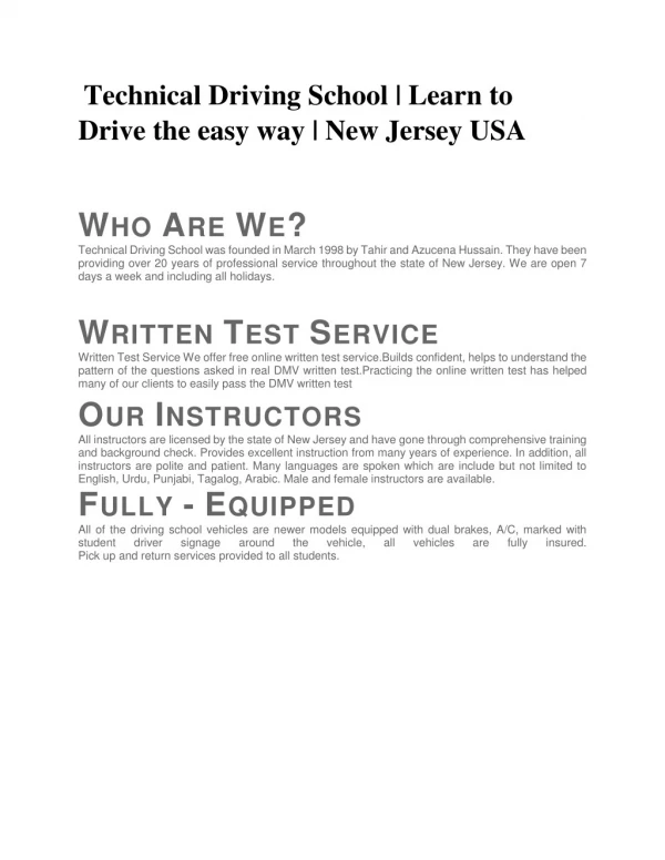 Technical Driving School