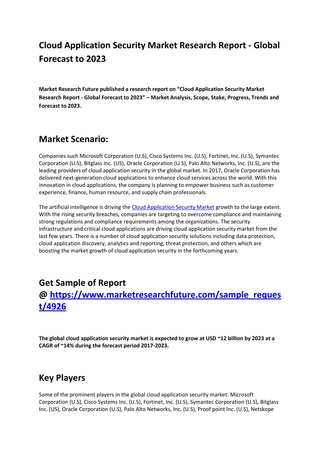 cloud application security market research report
