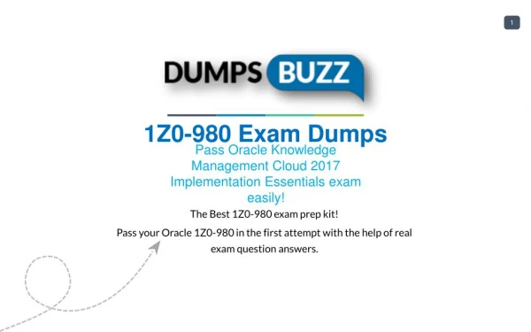 Oracle 1Z0-980 Dumps Download 1Z0-980 practice exam questions for Successfully Studying