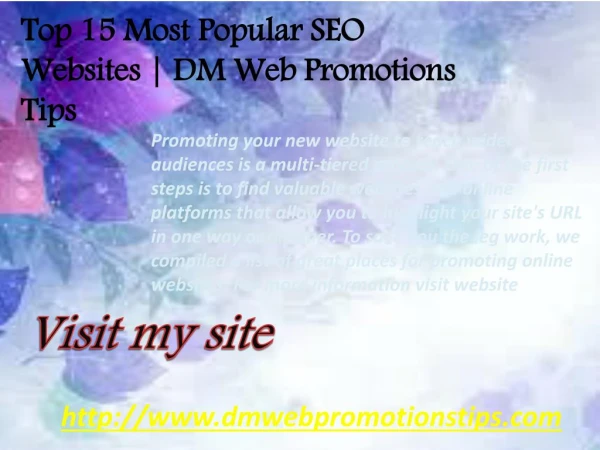 Promote Your New Website | DM Web Promotions Tips