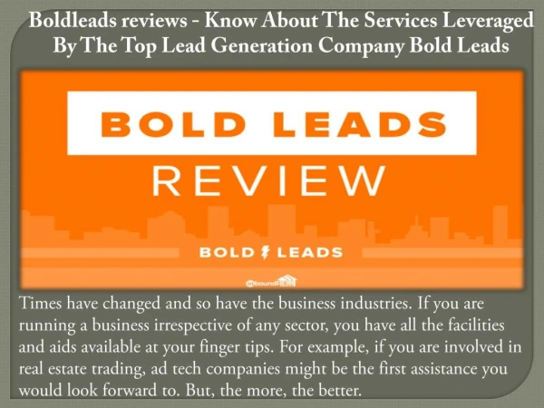 Boldleads reviews - Know About The Services Leveraged By The Top Lead Generation Company Bold Leads