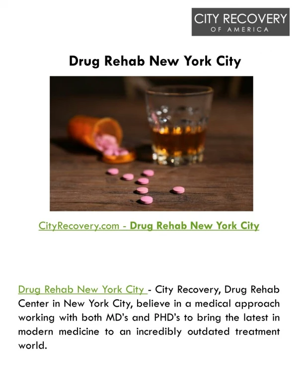 Drug Rehab New York City - CityRecovery