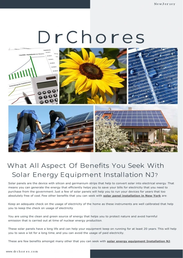 What All Aspect Of Benefits You Seek With Solar Energy Equipment Installation NJ?