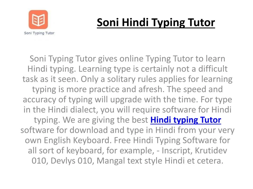 soni hindi typing tutor