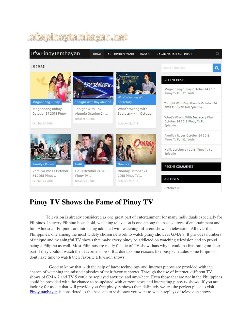 pinoy tv shows the fame of pinoy tv television