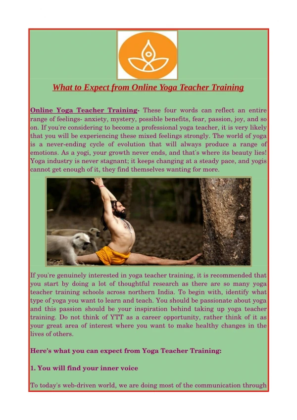 What to Expect from Online Yoga Teacher Training