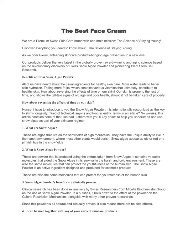 The best face cream