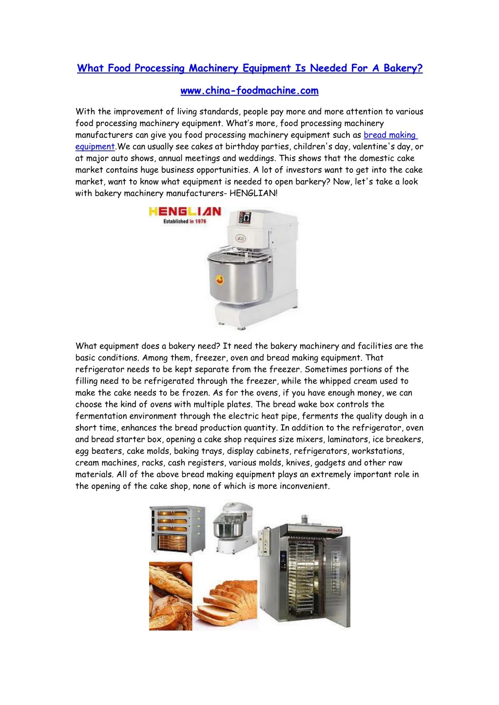 what food processing machinery equipment