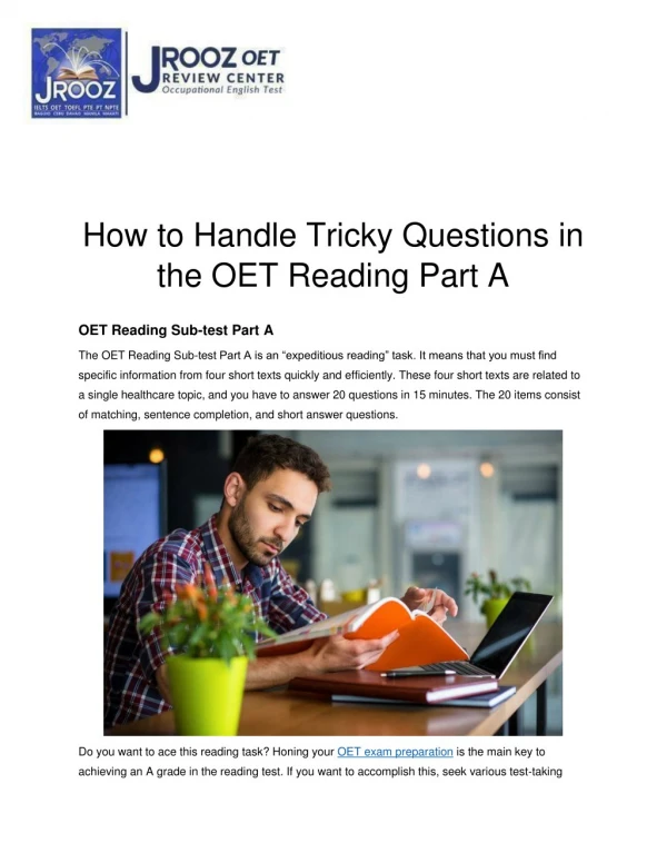 How to Handle Tricky Questions in the OET Reading Part A