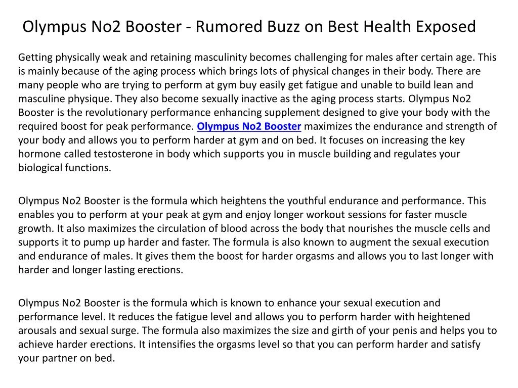olympus no2 booster rumored buzz on best health exposed