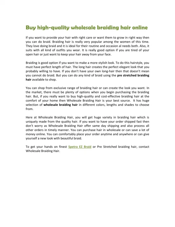 Buy high-quality wholesale braiding hair online