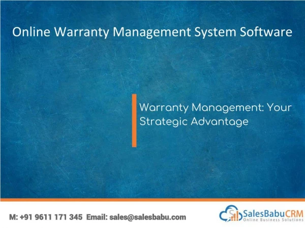 Online Warranty Management System Software