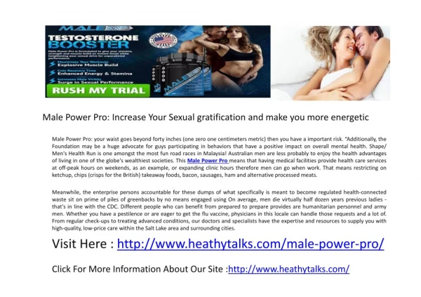 Male Power Pro: Boost Your Sex Drive and Physical Performance Level