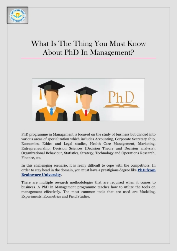 What Is The Thing You Must Know About PhD In Management?