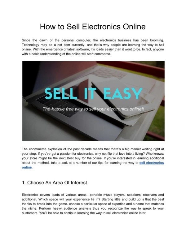How To Sell Electronics Online?