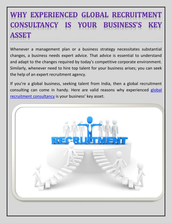 WHY EXPERIENCED GLOBAL RECRUITMENT CONSULTANCY IS YOUR BUSINESS'S KEY ASSET