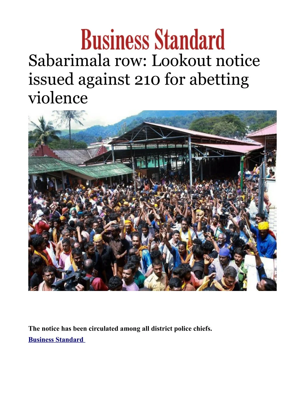 sabarimala row lookout notice issued against
