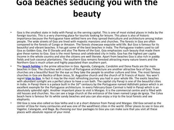 Goa beaches seducing you with the beauty
