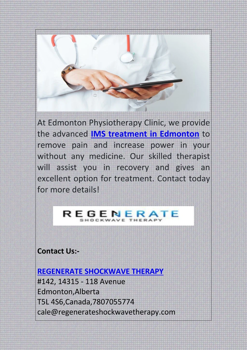 at edmonton physiotherapy clinic we provide