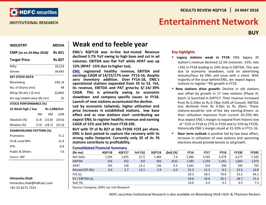results review 4qfy18 entertainment network