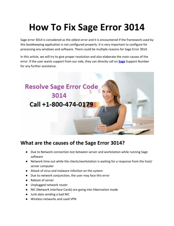 How To Resolve Sage Error Code 3014 ?