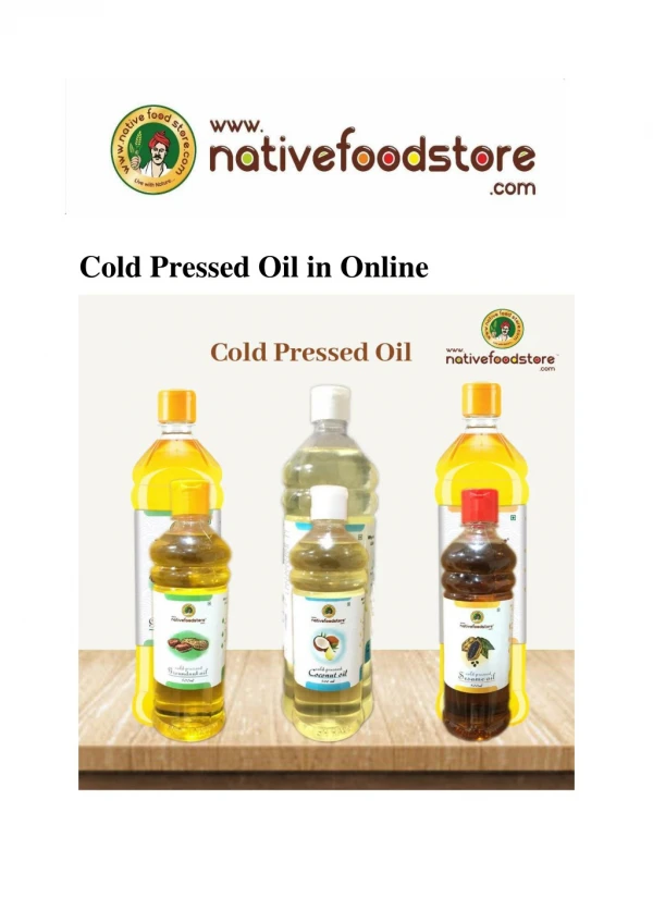 Cold Pressed Oil in Online