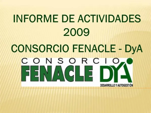 INFORME DE ACTIVIDADES 2009 CONSORCIO FENACLE - DyA
