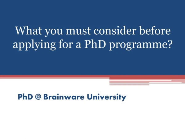What you must consider before applying for a PhD programme?