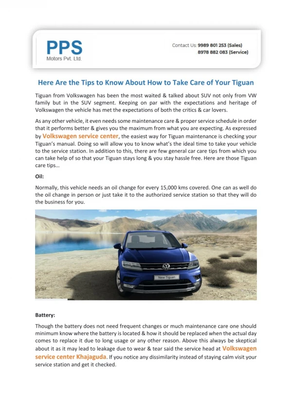 Here Are the Tips to Know About How to Take Care of Your Tiguan