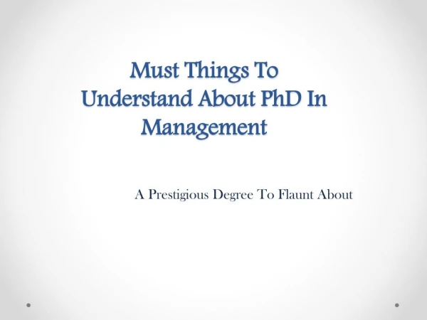 Must Things To Understand About PhD In Management