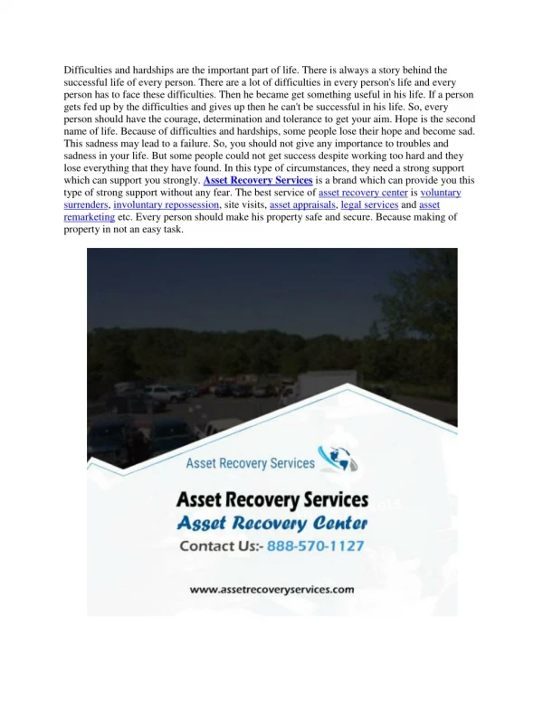 Asset Recovery Center