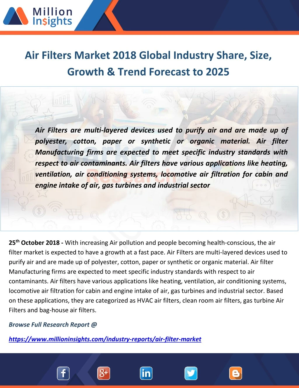 air filters market 2018 global industry share