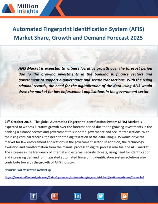 Automated Fingerprint Identification System (AFIS) Market Share, Growth and Demand Forecast 2025